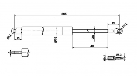 Амортизатор каретки 700N L 205мм