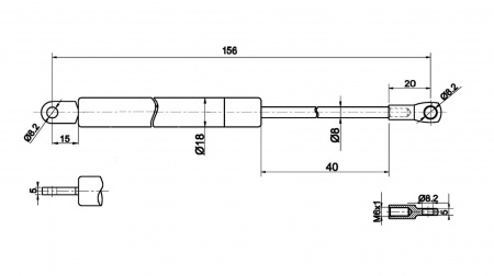Амортизатор каретки 800N L 156мм
