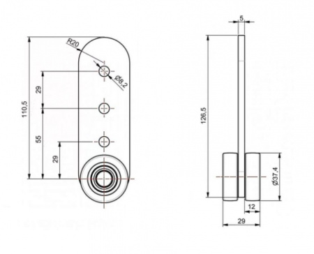 Ролик боковой шторы Schmitz (под заклепку)-
