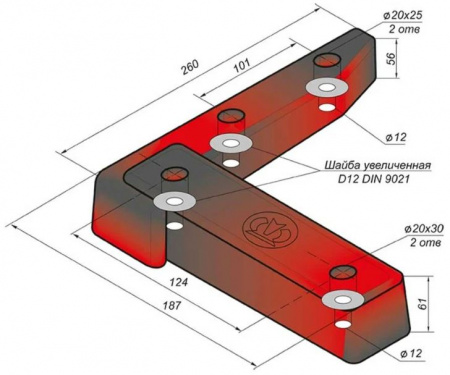 250х187х56х60мм Krone (правый)