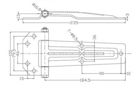 Петля боковой двери 185 мм